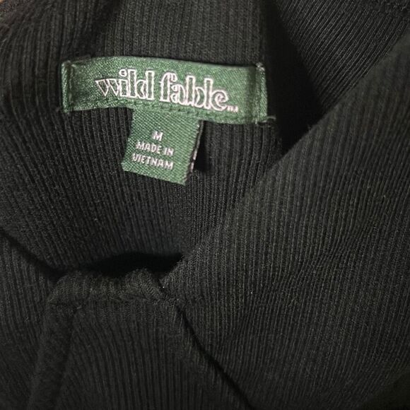 Wild Fable Womens Size Medium Strappy Skater Dress Black Ribbed Knit Fit & Flare - Picture 3 of 6